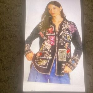 Johnny Was Black Jacket with Vibrant Embroidery